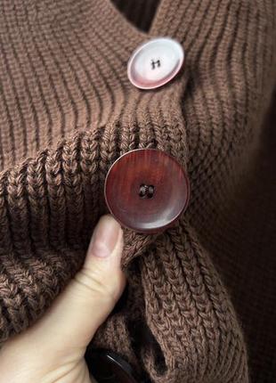 Новый кардиган кофта на пуговицах шоколадная коричневая короткая в стиле h&amp;m zara mango3 фото