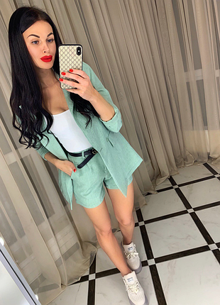 Костюм шортами льняной костюм с шортами