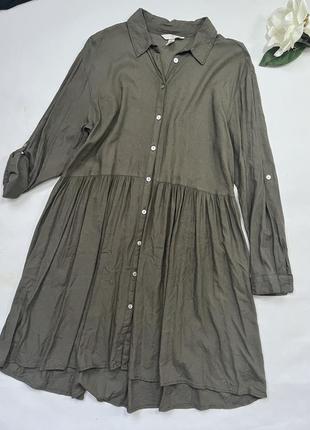 Короткое платье из воздушной ткани из смеси льна и хлопка. h&m3 фото