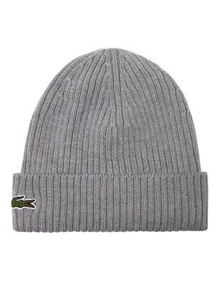 Lacoste unisex knit wool beanie rb0001 00 yrd шапка оригинал унисекс шерстяная серая