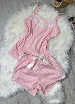 Нежная пижама/домашний костюм в рубчик майка и шорты 42-50