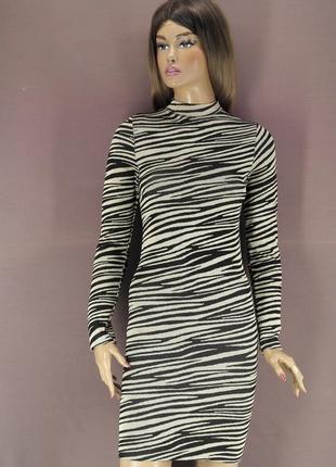 Новое брендовое облегающее платье-гольф "primark" с принтом зебра. размер uk6-8/eur34-36, xs-s.