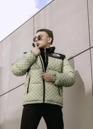 Куртка пухова tnf gucci оливкова5 фото