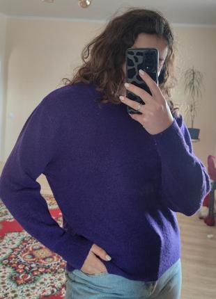 Базовый фиолетовый теплый оверсайз свитер/джемпер с объемными рукавами h&amp;m4 фото