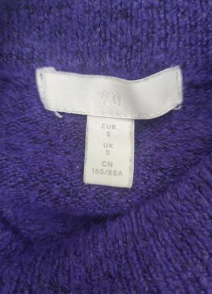 Базовый фиолетовый теплый оверсайз свитер/джемпер с объемными рукавами h&amp;m6 фото