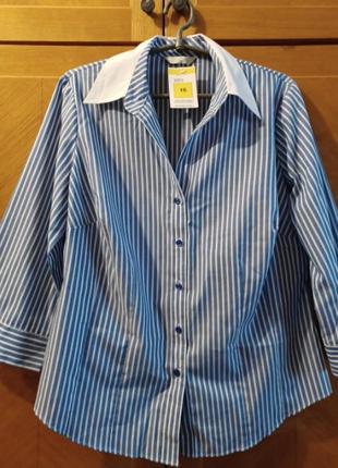 Нова стильна  з бавовною блуза сорочка в смужку  р.16 від marks &spencer1 фото