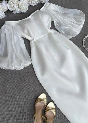 Элегантное шелковое платье с рукавами4 фото