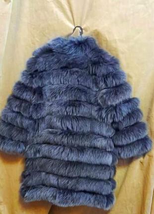 Шуба пальто песец натуральная тонирована чорнобуркой удлиненная на пуговицах2 фото