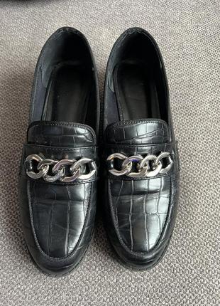 Туфли лоферы черные 39/6 new look
