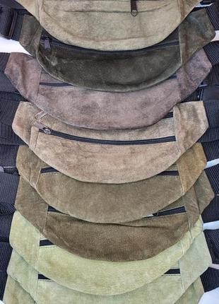 Кожаные бананки сумки из натуральной замши кожи на пояс плечо кожаные барсетки4 фото