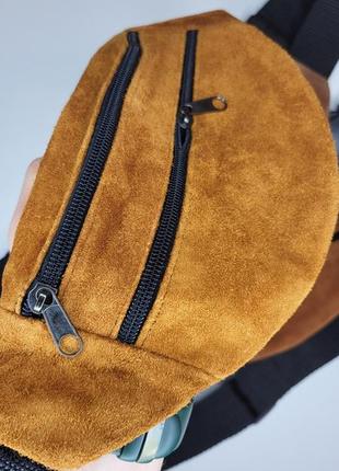 Кожаные бананки сумки из натуральной замши кожи на пояс плечо кожаные барсетки
