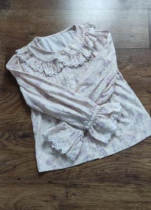 Блуза у вінтажному стилі, з великим коміром, ретро, ніжна, для фотосесії