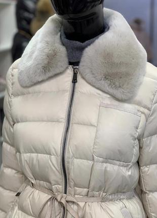 Бежевая куртка молочная пуховик зимняя в стиле монклер moncler zara hm mango massimo dutti ivina2 фото