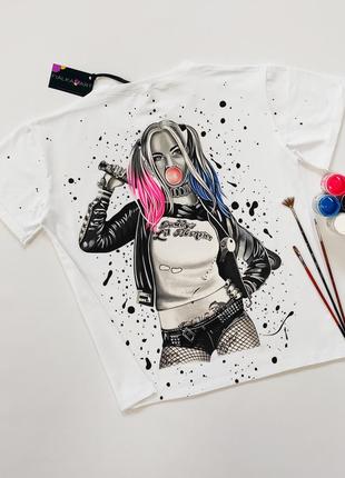 Футболка harley quinn с двусторонней ручной росписью