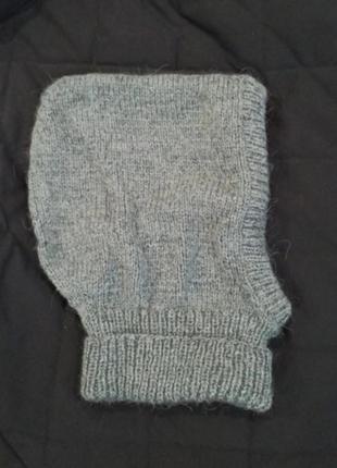 Капор вязаный теплый ангора пушистый