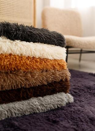 Килимок текстильний з довгим ворсом травичка 150*200 см сірий однотонний