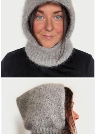 Капор вязаный теплый ангора пушистый