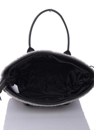 Женская сумка серая сумка тедди-сумка пушистая сумка зимняя сумка тоут4 фото