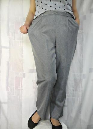 Элегантные брюки в тонкую полоску, на резинке1 фото