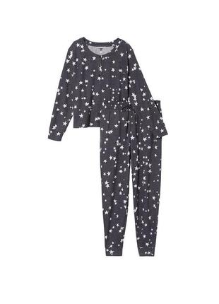 Піжама glow waffle henley jogger pj set victoria’s secret