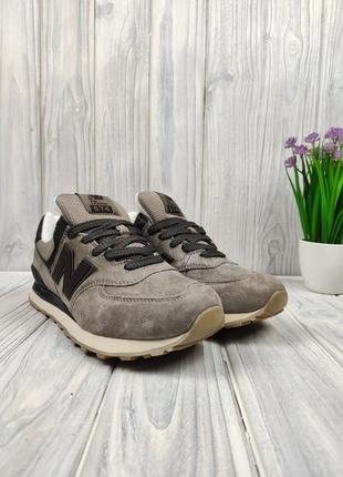 New balance 574 khaki brown2 фото