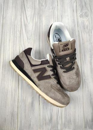 New balance 574 khaki brown1 фото