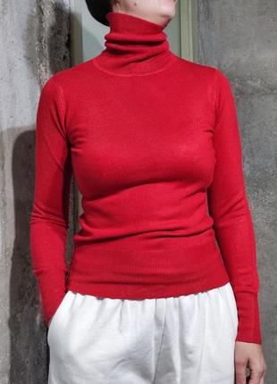 Гольф гольфик свитер с горлом красный кофта светр жіночий реглан лонгслив5 фото