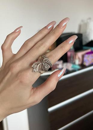 Серебряное кольцо с фианитами 925 проба с цирконием фианит массивный