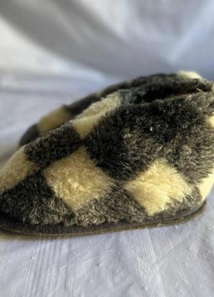 Тапочки-чуни низкие серые с узором "ромб". валенки из овчины домашние, 36-45 рр.