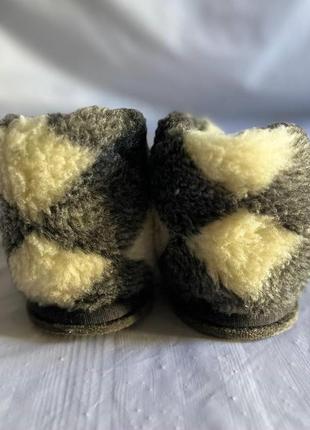 Тапочки-чуни низкие серые с узором "ромб". валенки из овчины домашние, 36-45 рр.