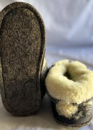 Тапочки-чуни низкие серые с узором "ромб". валенки из овчины домашние, 36-45 рр.