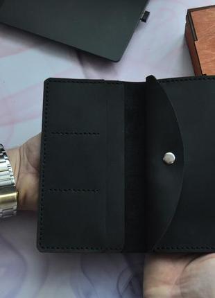 Шкіряний портмоне чорного кольору з можливістю гравіювання. портмоне з натуральної шкіри.5 фото