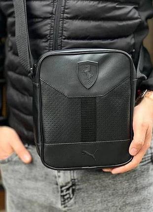 Мужская спортивная сумка борсетка через плечо pm formula черная из эко кожи1 фото