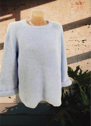Безпечна оплата❤️ теплый голубой качественный свободный вязаный свитер оверсайз