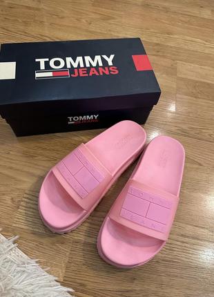 Шльопанці tommy jeans рожеві4 фото