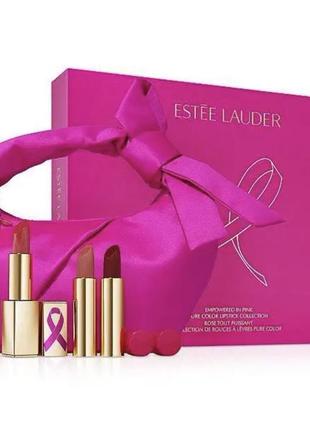 Estee lauder набір помад в рожевому клатчі