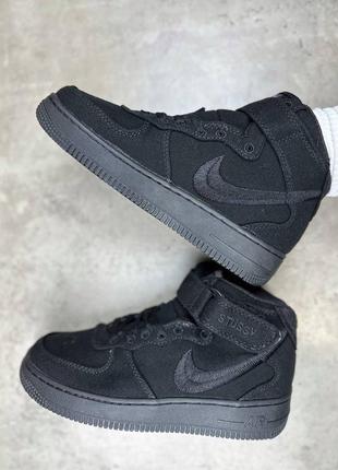 Кроссовки nike air force 1 mid stussy black4 фото