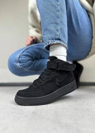 Кроссовки nike air force 1 mid stussy black7 фото