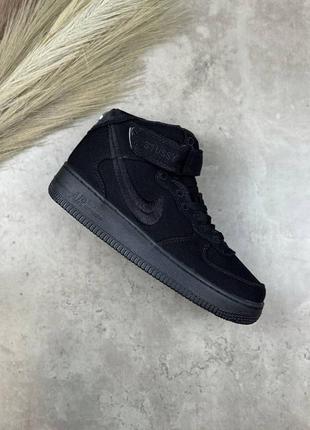 Кроссовки nike air force 1 mid stussy black2 фото