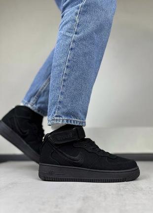 Кроссовки nike air force 1 mid stussy black