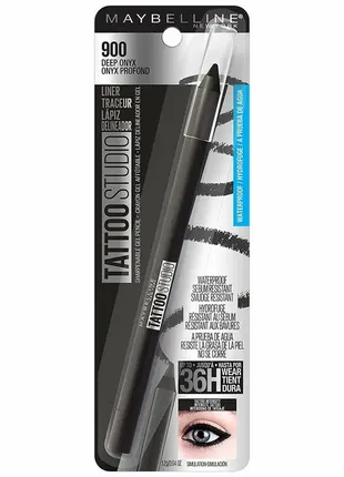 Гелевий олівець для повік maybelline new york tattoo віддтінок-deep onyx 9001 фото