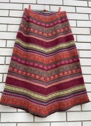 Шерсть 100% асимметричная юбка миди с орнаментом этно-бохо стиль hanna andersson3 фото