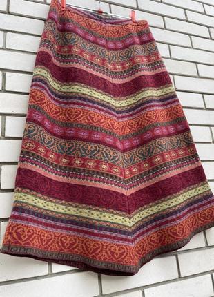 Шерсть 100% асимметричная юбка миди с орнаментом этно-бохо стиль hanna andersson7 фото