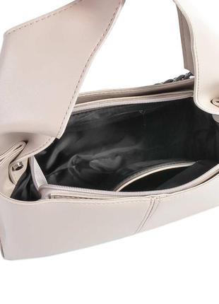 Женская классическая сумка экокожа беж (белый,черный)8 фото