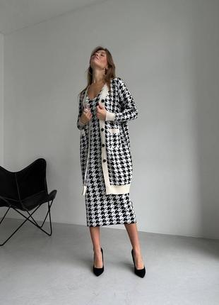 Стильний комплект: подовжена сукня + кардиган із трендовим принтом😍