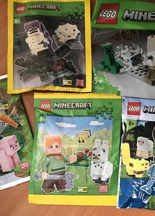 Lego minecraft 30647  сталактитова печера, свинка, лама, бджілка, павук1 фото