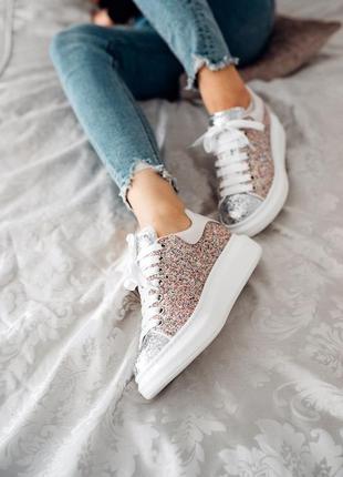 Кроссовки alexander mcqueen «glitter-leather»