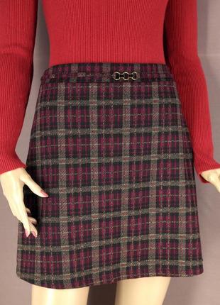 Брендовая трикотажная юбка мини "tu" в клеточку. размер uk 16.1 фото