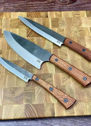 Набір кухонних ножів ручної роботи із 3 штук, ножі фултанги, зі сталі 1.4116, відмінний подарунок дружині