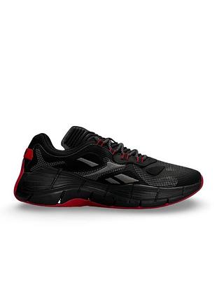 Чоловічі кросівки чорні з сервоним у стилі Footwear reebok zig kinetica || black red